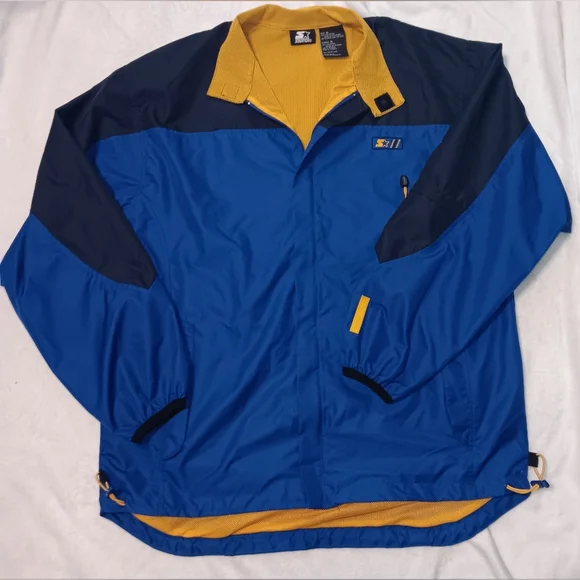 Starter Vented‎ Windbreaker Rain Jacket Mens Medium Blue Full Zip Polyester